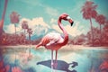bird party sunglasses feather tropical summer flamingo pink animal hipster. Generative AI. Royalty Free Stock Photo