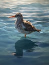 Peacefully swimming on the water\'s surface, unaware of any impending danger.