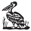 Bird pelican - black illustration - vector Royalty Free Stock Photo