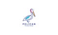 Bird pelican line colorful logo symbol vector icon design illustration Royalty Free Stock Photo