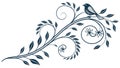 Bird Perched on Decorative Vine Flourish Nature Accent, vector design Generative AI Royalty Free Stock Photo