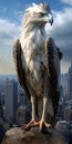 Guardian Of The City: Photorealistic Eagle Illustration With New York City Skyline