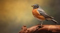 Precisionist-inspired Photograph Of American Robin On Brown Stem