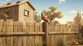 Colorful Zbrush Animation Man With Parakeet On Fence In Australian Landscape