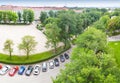 Bird perspective view on cars parking on street