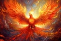 A bird phoenix. Fantastic magical of Phoenix bird on fantasy background. Generative Ai