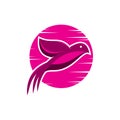 Bird Pink sunrise logo vector