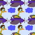 Bird in plane seamless background design