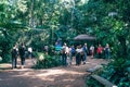 Tourists inside the famous Brazilian bird park