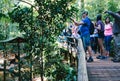 Tourists inside a bird cage