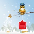 Bird postman at Christmas