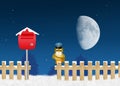 Bird postman with letter of Santa Claus