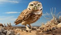 Bird of prey perching, staring, wisdom in its animal eye generated by AI