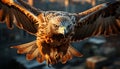 Bird of prey soaring in the sunset, spreading majestic wings generated by AI Royalty Free Stock Photo