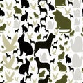 Bird rabbit dog and meow cate animals seamless pattern