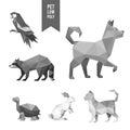 BIRD RACOON DOG TURTLE RABBIT CAT ANIMAL PET GRAYSCALE LOW POLY LOGO ICON SYMBOL Royalty Free Stock Photo