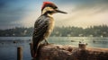 Woodpecker On Old Pier