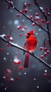 Red Cardinal in a Snowstorm Royalty Free Stock Photo