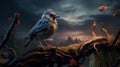 Blue Bird In Unreal Engine 5 Forest: Victorian-inspired Avian-themed Illustration