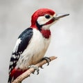 Bird with Red Head and Black and White Feathers Perched Naturally Royalty Free Stock Photo