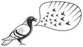 Bird Releasing Many Small Birds from a Speech Bubble, vector design Generative AI Royalty Free Stock Photo