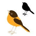 Bird robin vector illustration flat style silhouette Royalty Free Stock Photo