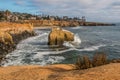 Bird Rock and Cliffs at Sunset Cliffs, San Diego Royalty Free Stock Photo