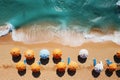A bird\'s-eye view of a beautiful beach, epitomizing the summer vacation Royalty Free Stock Photo