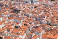 Bird`s-eye view on buildings red tiled roofs of Nazare town. Por Royalty Free Stock Photo