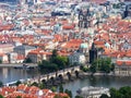 Bird's eye view of Charles Bridge on Vltava Pragu