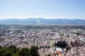 Bird`s eye view of the city with mountains Royalty Free Stock Photo