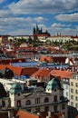 Bird`s eye view of the city of Prague with Castle and Cathedral in background Royalty Free Stock Photo