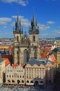 Bird`s eye view of the city of Prague and Church of Our Lady before TÃÂ½n Royalty Free Stock Photo