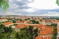 Bird`s eye view of the city of Prague with overcast sky Royalty Free Stock Photo