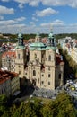 Bird`s eye view of the city of Prague - St Nicholas Church