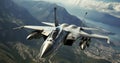 A Bird\'s Eye View of Combat Fighter Jets on Sky Patrol. Generative AI