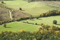 Bird's eye view of fields and forest in autumn Royalty Free Stock Photo