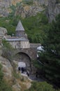 Bird`s eye view of Geghard medieval monastery in the Kotayk province of Armenia