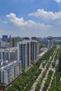 A bird`s-eye view of high-rise buildings on Asian urban roads