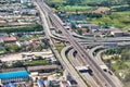 Bird's-eye view on highway in Bangkok vicinity Royalty Free Stock Photo