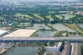 Bird's-eye view on highway in Bangkok vicinity Royalty Free Stock Photo