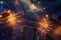 Bird\'s-eye View of Highway Intersection with Crossroads. AI