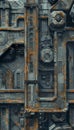 Bird s eye view of a hyper realistic dystopian industrial grid with chaotic labyrinth architecture