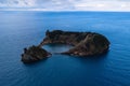 Bird`s eye view Islet of Vila Franca do Campo near San Miguel island, Azores. Royalty Free Stock Photo