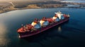 A Bird\'s Eye View of an LNG Tanker Sailing the Open Seas. Generative AI