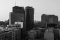 A bird`s eye view of modern skyscrapers on Potsdamer Platz.