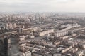 Bird`s-eye view of Moscow, view from the top floor of a skyscraper. city streets top view. gray boring city building