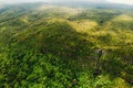 Bird`s-eye view of the mountains and fields of the island of Mauritius.Landscapes Of Mauritius