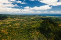 Bird`s-eye view of the mountains and fields of the island of Mauritius.Landscapes Of Mauritius Royalty Free Stock Photo
