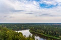 Bird's-Eye View of Neman River in Autumn Setting. Nemunas river in Druskininkai, Lithuania Royalty Free Stock Photo